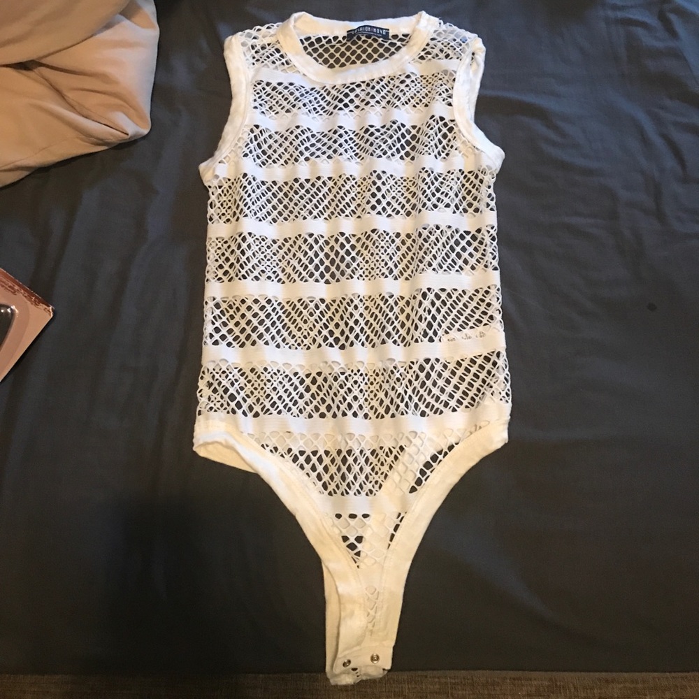 Fashion nova fish net onesie